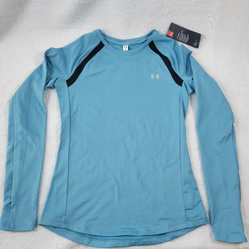 Under Armour Women's Light Blue Cold Gear Long Sleeve Fitted Shirt Size XS NWT